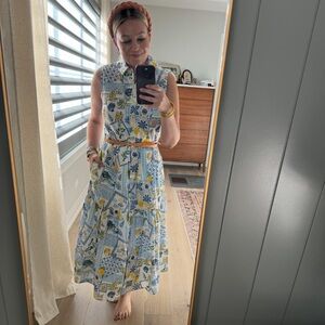 J. Crew Blue and White Patterned Dress